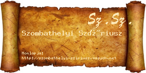 Szombathelyi Szíriusz névjegykártya